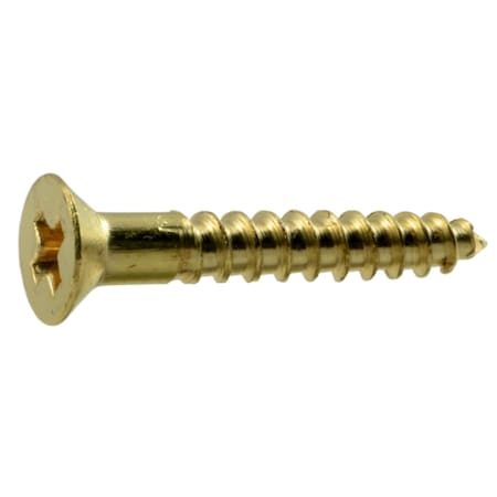 Midwest Fastener Wood Screw, #4, 3/4 in, Plain Brass Flat Head Phillips Drive, 100 PK 02846